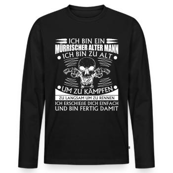 Mürrischer Alter Mann Spruch Lustig Opa Rentner - Männer Premium Bio Langarmshirt - Schwarz - Vorne - Nico (187cm)