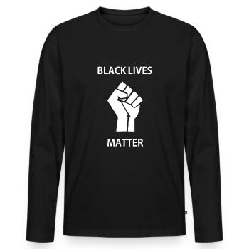 BLACK LIVES MATTER - Männer Premium Bio Langarmshirt - Schwarz - Vorne - Nico (187cm)