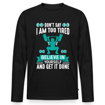 Gym gym workout - Men's Premium Organic Long Sleeve Shirt - black - Front - Nico (187cm)