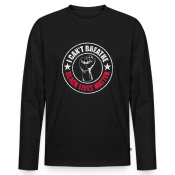 Black Lives Matter Je ne peux pas respirer - T-shirt manches longues Premium bio Homme - noir - Devant - Nico (187cm)