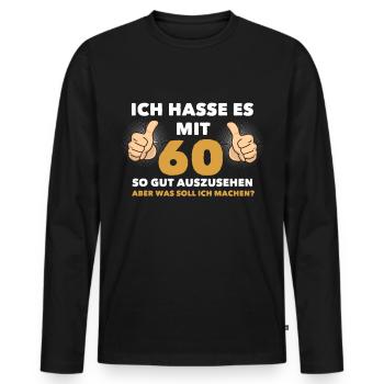 60. Geburtstag 1960 Geschenk Geschenkidee - Männer Premium Bio Langarmshirt - Schwarz - Vorne - Nico (187cm)