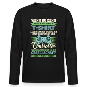 gaming gaming gaming gaming gaming gaming gaming - Männer Premium Bio Langarmshirt - Schwarz - Vorne - Nico (187cm)