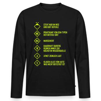 Feuerwehr Feuerwehrmann Trupp Löschgruppe Lustig - Männer Premium Bio Langarmshirt - Schwarz - Vorne - Nico (187cm)