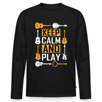 Guitariste guitariste guitariste - T-shirt manches longues Premium bio Homme - noir - Devant - Nico (187cm)