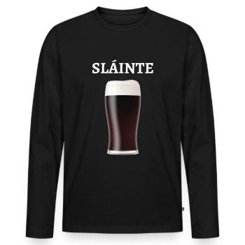Sláinte Prost dans la bière irlandaise irlandaise - T-shirt manches longues Premium bio Homme - noir - Devant - Nico (187cm)