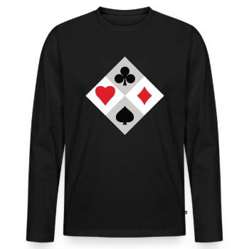 Card player - Men's Premium Organic Long Sleeve Shirt - black - Front - Nico (187cm)