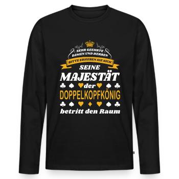Sa Majesté le roi à deux têtes - T-shirt manches longues Premium bio Homme - noir - Devant - Nico (187cm)