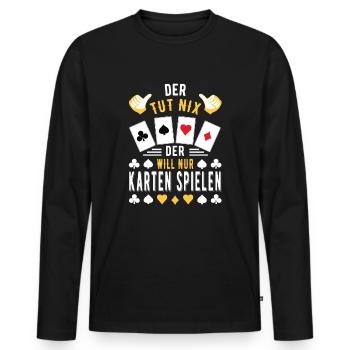 Geschenk für Kartenspieler - Männer Premium Bio Langarmshirt - Schwarz - Vorne - Nico (187cm)