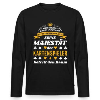 Seine Majestät der Kartenspieler - Männer Premium Bio Langarmshirt - Schwarz - Vorne - Nico (187cm)
