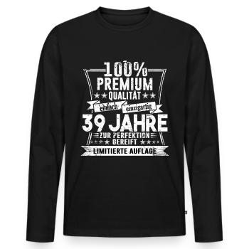 39. Geburtstag 1981 Geschenk 39 Jahre Geschenkidee - Männer Premium Bio Langarmshirt - Schwarz - Vorne - Nico (187cm)