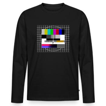 Test photo chemise 90s 80s délai de diffusion rétro - T-shirt manches longues Premium bio Homme - noir - Devant - Nico (187cm)