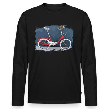 Klapprad rot - Das Kultrad ohne Gelenk - Männer Premium Bio Langarmshirt - Schwarz - Vorne - Nico (187cm)