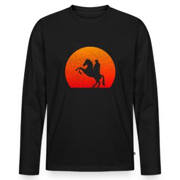 Vintage cowboy western - Men's Premium Organic Long Sleeve Shirt - black - Front - Nico (187cm)