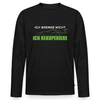 Elektroauto Ich bremse nicht ich rekuperiere - Männer Premium Bio Langarmshirt - Schwarz - Vorne - Nico (187cm)