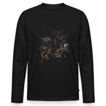 wunderschöne Blumen - Männer Premium Bio Langarmshirt - Schwarz - Vorne - Nico (187cm)