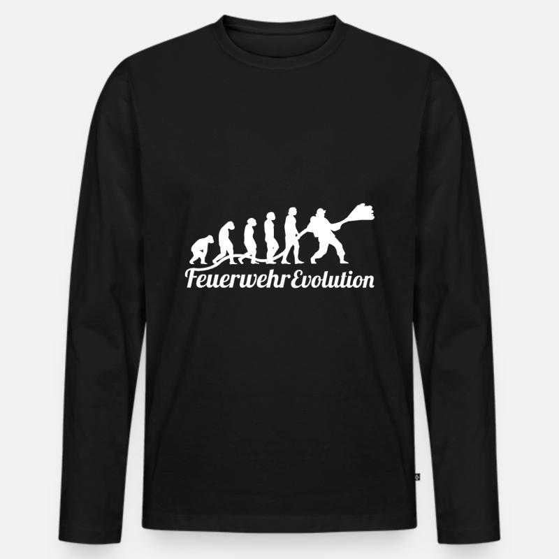 Feuerwehr Evolution - Männer Premium Bio Langarmshirt - Schwarz