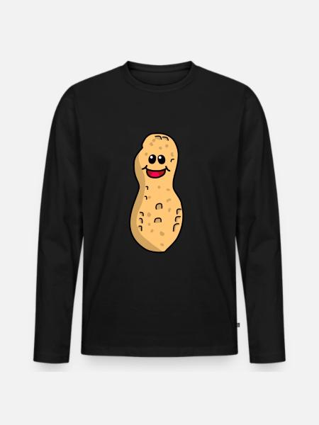 Pinda Pinda Grappig Leuk Noot Emotie Gelukkig - Mannen Premium Bio shirt met lange mouwen - zwart