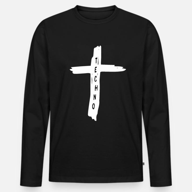 Techno Musik Meine Religion - Männer Premium Bio Langarmshirt - Schwarz