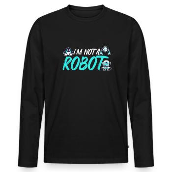 DANS LE PAS UN ROBOT. Robot, robotique, ingénieur - T-shirt manches longues Premium bio Homme - noir - Devant - Nico (187cm)