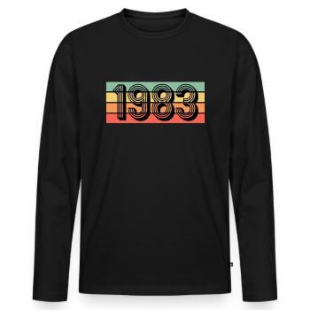 Year of birth 1983 - Men's Premium Organic Long Sleeve Shirt - black - Front - Nico (187cm)