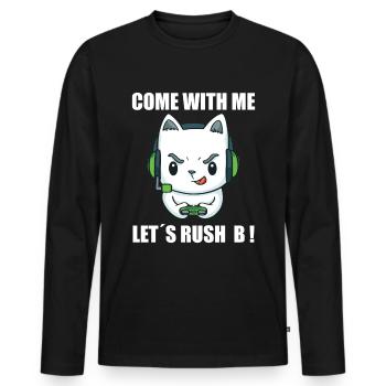 Rush B Gamer saying - Men's Premium Organic Long Sleeve Shirt - black - Front - Nico (187cm)