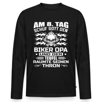 Biker Opa - Männer Premium Bio Langarmshirt - Schwarz - Vorne - Nico (187cm)