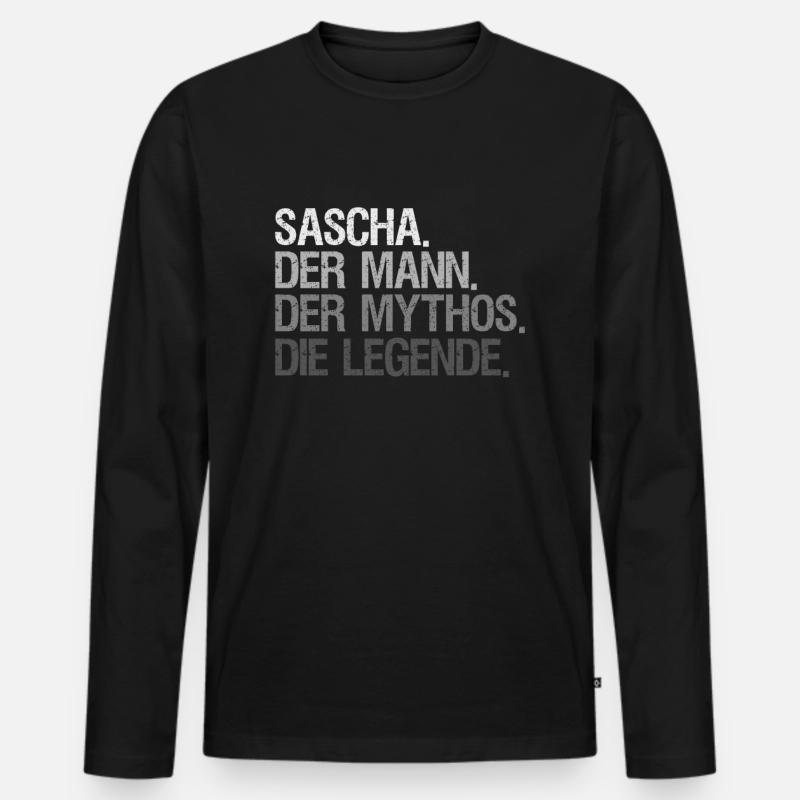 Legendärer Sasche - Männer Premium Bio Langarmshirt - Schwarz