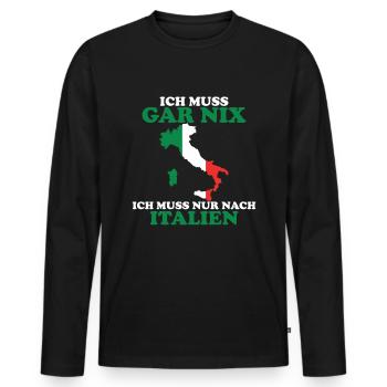 Urlaubsreif Ich muss nach Italien - Männer Premium Bio Langarmshirt - Schwarz - Vorne - Nico (187cm)
