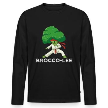 Brocco-Lee - T-shirt manches longues Premium bio Homme - noir - Devant - Nico (187cm)