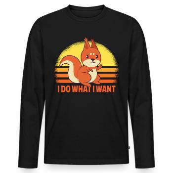 Funny squirrel is naughty - gift - Men's Premium Organic Long Sleeve Shirt - black - Front - Nico (187cm)