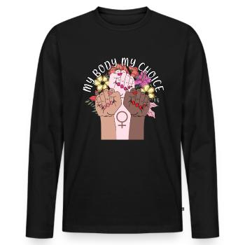 My Body My Choice Body Positivity Women's Rights - Men's Premium Organic Long Sleeve Shirt - black - Front - Nico (187cm)