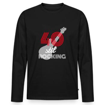 40 Years rocks with Guitar 40 Years rocks guitar - Men's Premium Organic Long Sleeve Shirt - black - Front - Nico (187cm)