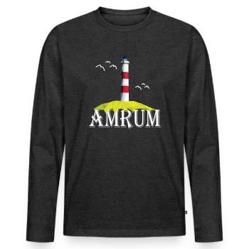 Amrum Nordseeinsel Leuchtturm Möwe Urlaub Geschenk - Männer Premium Bio Langarmshirt - Anthrazit meliert - Vorne - Nico (187cm)