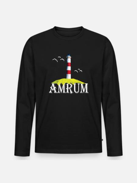 Amrum Nordseeinsel Leuchtturm Möwe Urlaub Geschenk - Männer Premium Bio Langarmshirt - Schwarz