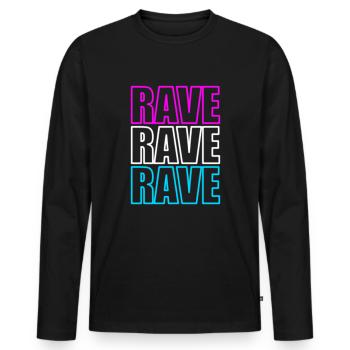 Techno music rave raver - Men's Premium Organic Long Sleeve Shirt - black - Front - Nico (187cm)