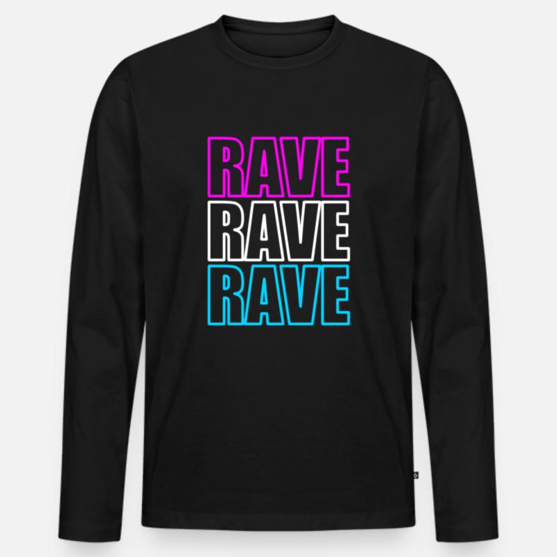 Techno Music Rave Raver - Männer Premium Bio Langarmshirt - Schwarz