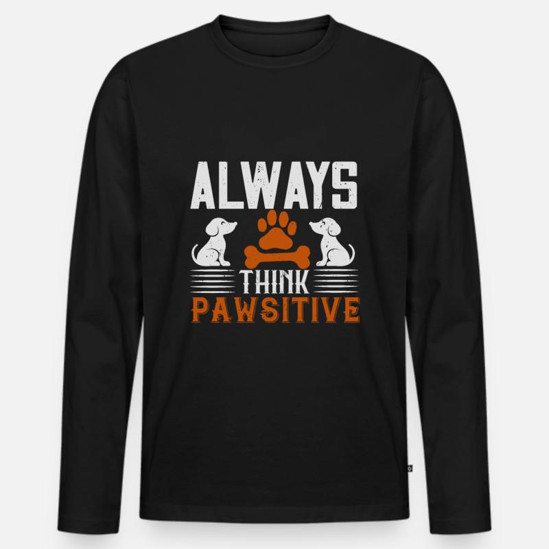 Hunde Liebe - Immer Pawsitive - Männer Premium Bio Langarmshirt - Schwarz