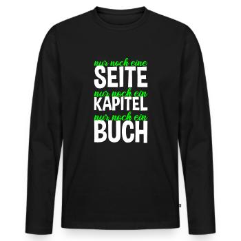Bücherwurm Nur Noch Eine Seite Kapitel Buch - Männer Premium Bio Langarmshirt - Schwarz - Vorne - Nico (187cm)