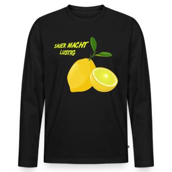 Lemon, sour makes fun, fruits lemon FUN - Men's Premium Organic Long Sleeve Shirt - black - Front - Nico (187cm)