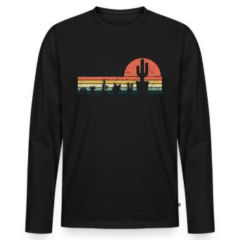 Vintage Plants - Men's Premium Organic Long Sleeve Shirt - black - Front - Nico (187cm)