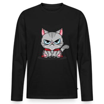 Katze Katzen 2021 Grimmig Geschenk - Männer Premium Bio Langarmshirt - Schwarz - Vorne - Nico (187cm)