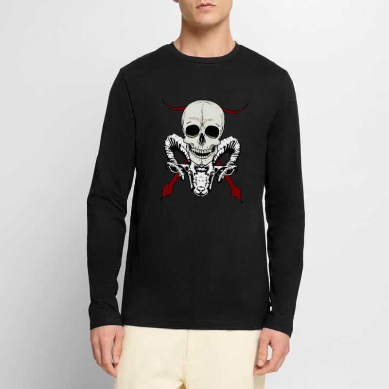 Devil Satan Satan Satanic Demon Devilish Skull Men's Premium Organic Long Sleeve Shirt