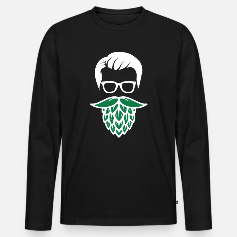 Hopfen Bart - Männer Premium Bio Langarmshirt - Schwarz