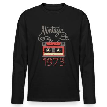 Jahrgang 1973 Vintage - Men's Premium Organic Long Sleeve Shirt - black - Front - Nico (187cm)