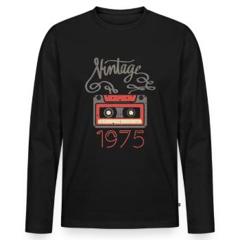 1975 Année de construction - T-shirt manches longues Premium bio Homme - noir - Devant - Nico (187cm)