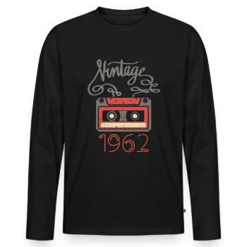1962 Année de construction Année de naissance - T-shirt manches longues Premium bio Homme - noir - Devant - Nico (187cm)