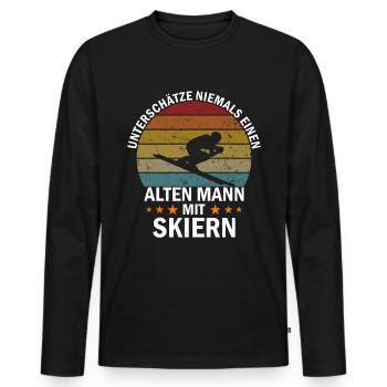 Mann mit Skiern - Männer Premium Bio Langarmshirt - Schwarz - Vorne - Nico (187cm)