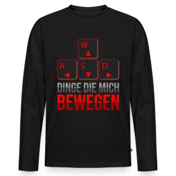 WASD PC Gamer Computer Gaming Zocken Tastatur - Männer Premium Bio Langarmshirt - Schwarz - Vorne - Nico (187cm)