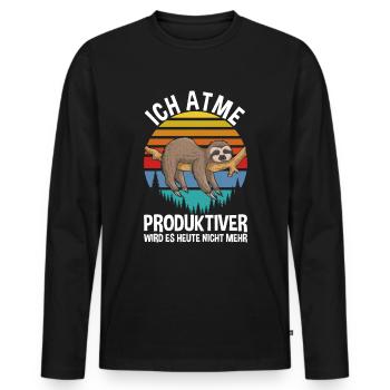 Ich Atme Faultier - Männer Premium Bio Langarmshirt - Schwarz - Vorne - Nico (187cm)