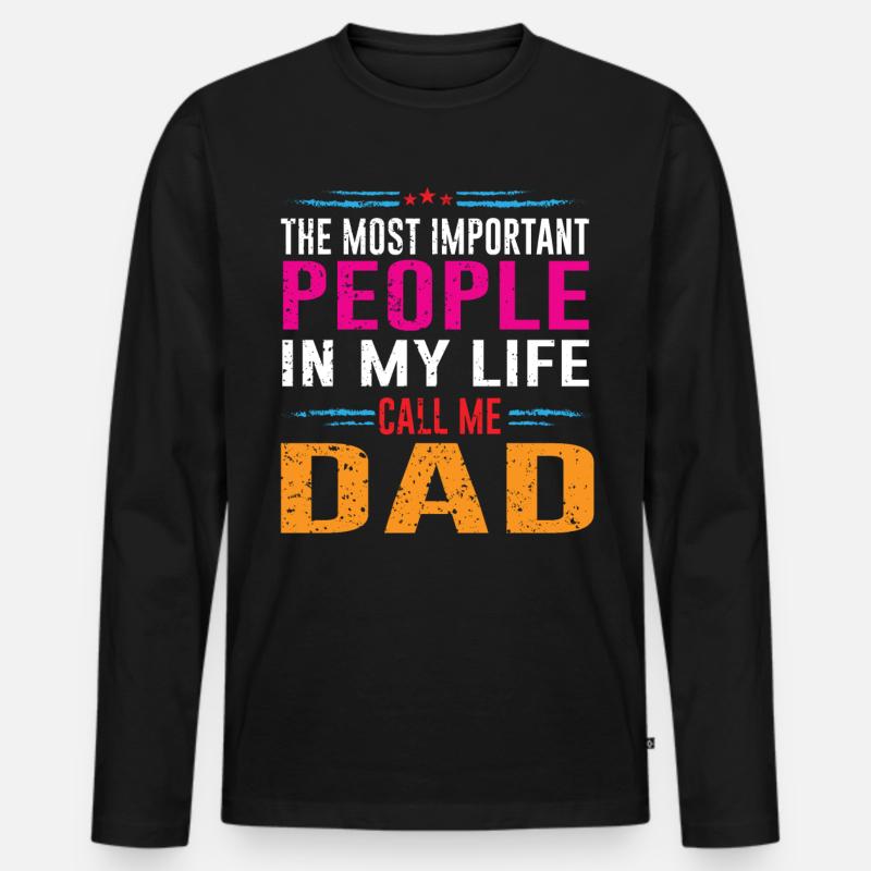Bester Dad I Bester Papa - Männer Premium Bio Langarmshirt - Schwarz
